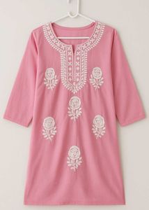 Pink Embroidered Kurti
