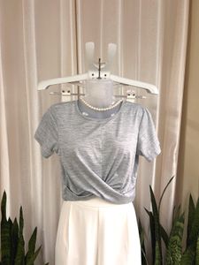 Imported grey Front twist crop top
