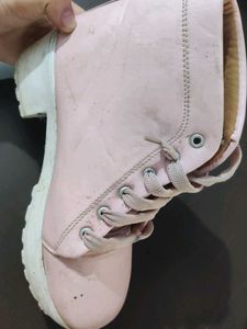 Chic Pink Lace-Up Platform Boots