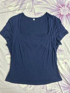 Navy Blue Square Neck Bodysuit