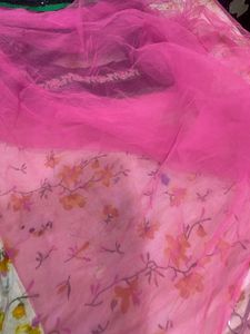 Elegant Pink Net Saree with Black Border