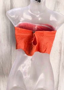 Orange Bow Bandeau Top