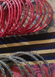 Set of Red and Grey Bangles