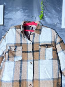 SHEIN Cozy Plaid Flannel Shacket jacket