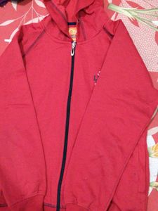 Red Zip-Up Hoodie with "Future Leader" Print
