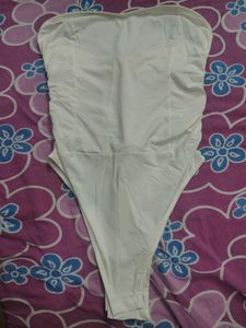 White ruched back tube top