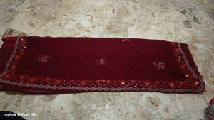 Maroon Embroidered Saree