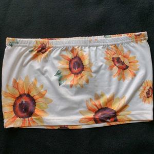 Sunflower Print Tube Top