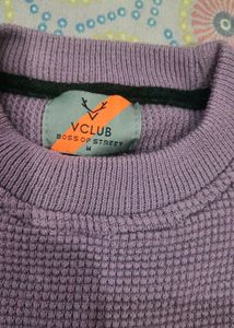 V-Club Purple Waffle Knit Sweater