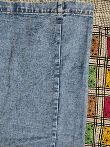 Vintage Wash Denim Button-Front Midi Skirt