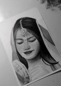 Pencil Portrait of a Bride