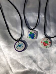 Clay Charm leather Cord Necklace