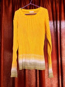 Yellow Ombre Ribbed woolen Sweater