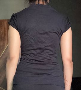 Classic Black V-Neck Ruched Top