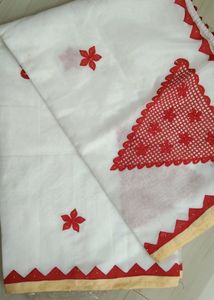 Pure Cotton Material Jamdani (Red ♥️ White 🤍)