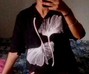 Black Ginkgo Leaf Print Long Sleeve Top