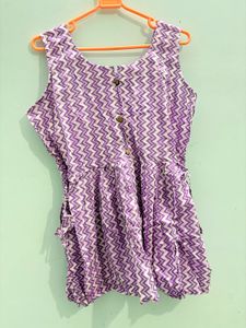 Purple Chevron Print Sleeveless Dress