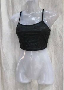 291110. Chic Black Cropped Camisole Top