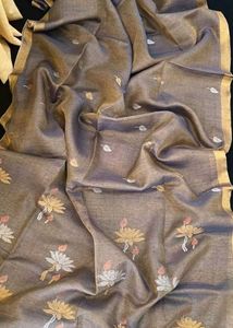 Linen Jamdani Embroidered Saree