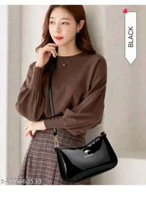 Shiny Black Shoulder Bag
