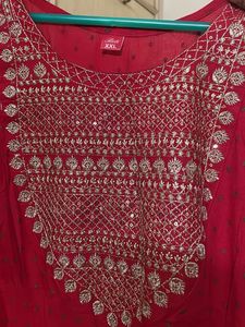Elegant Red Embroidered Kurta