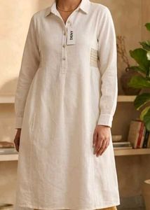 Ancestry Off-White Linen-Cotton kurta dress