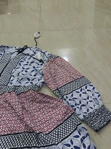 Bohemian Print Tassel Neck Kurta