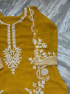 Mustard Yellow Embroidered Kurta