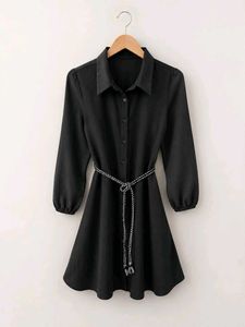 Zudio Chic Black Shirt Dress with Belt