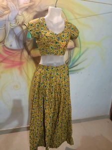 Boho Yellow Floral Print Skirt and Top Set