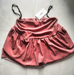 Nuid Pink Velvet Ruched Mini skirt 💖