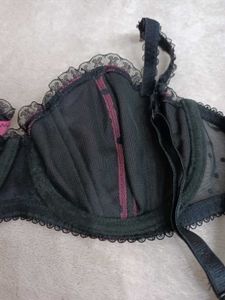 Pink Black Polka Dot Bra