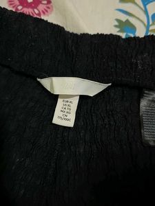 H&amp;M Black Textured Wide Leg Pants