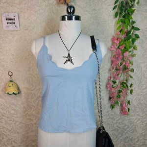 Baby Blue Scalloped Camisole Top
