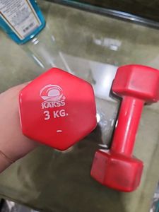 Pair of Red Dumbbells 3kg