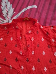 Vibrant Red Printed Kurta