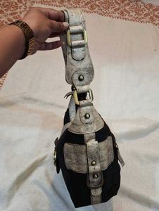 Stylish Black &amp; Silver Hobo Bag