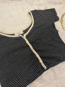 Veranda striped Ribbed Crop Top