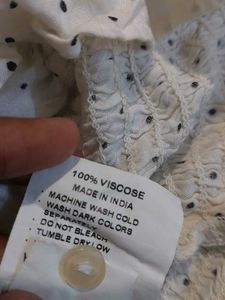 White Polka Dot Smocked Blouse