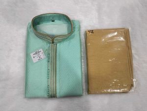 Men’s Mint Green Jacquard Kurta Pajama Set