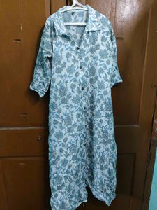 Blue Cotton Floral Print Kurta with Pant