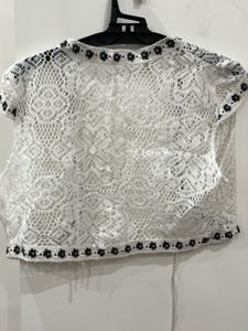 Elegant White Crochet Bolero