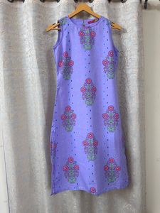 Women Mauve Printed Layered Kurta