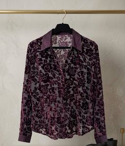 Velvet Floral Button-Up Shirt