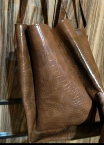 Frisbee Brown Pu Leather Handbag