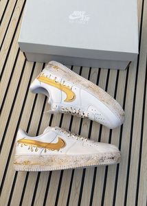 Nike Air Force 1 White Gold Drip Sneakers