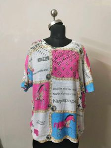 Boho Patchwork Horse Print Tunic Top