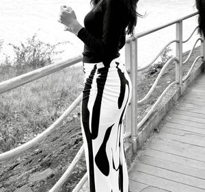 Striking Black & White Maxi Skirt