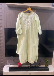 Light Green Embroidered Kurta with pant set