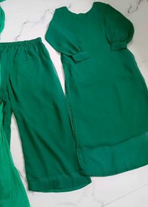 Emerald Green Kurta Palazzo set 3 pcs